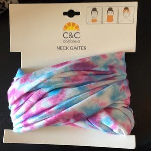 C & C California Tie Dye Neck Gaiter Pink, Blue, White
